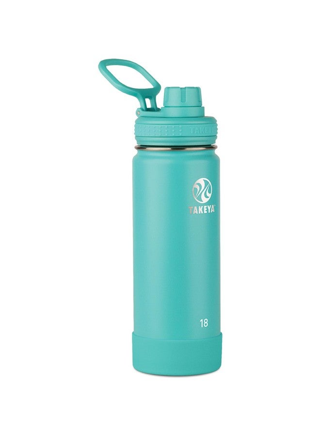 Takeya Actives Water Bottle with Spout Lid - Bottle with Double Stainless Steel Insulation - Dishwasher Safe & BPA-Free - Bottle with Spout Lid & Removable Bumper - 18 oz, Teal - Image 1