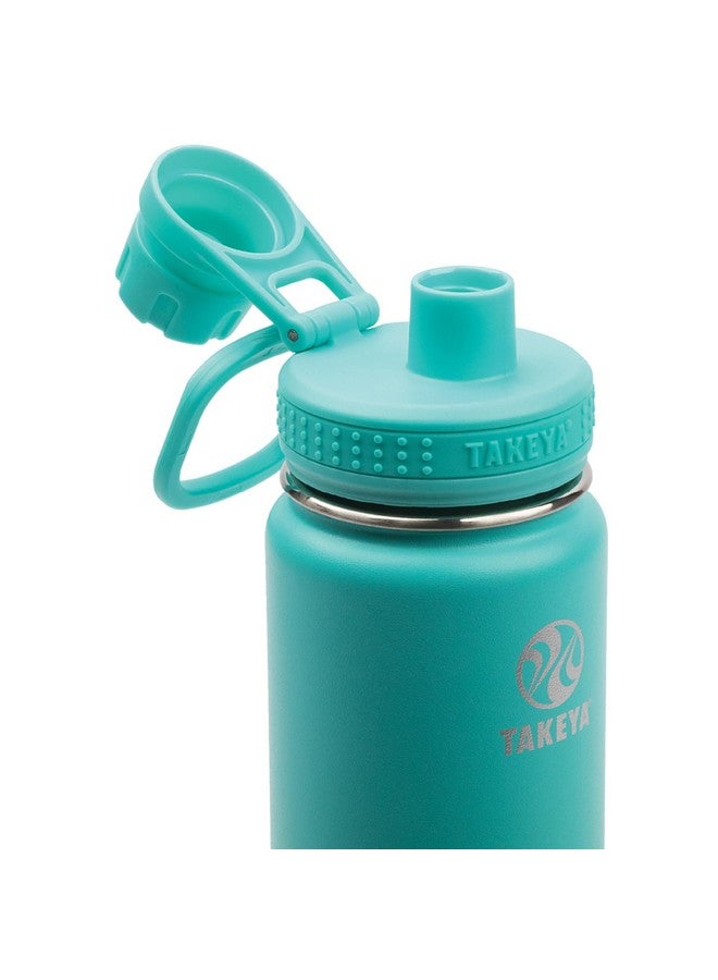 Takeya Actives Water Bottle with Spout Lid - Bottle with Double Stainless Steel Insulation - Dishwasher Safe & BPA-Free - Bottle with Spout Lid & Removable Bumper - 18 oz, Teal - Image 2