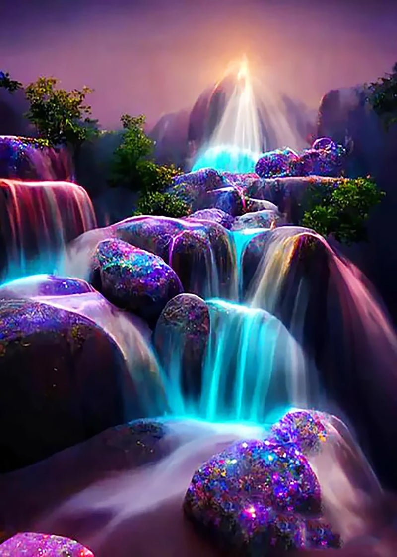 KINPLUB 5D Diamond Painting Kits for Adults Moonlight Waterfall Diamond Art Kits DIY Full Drill Night Moon Landscape Paint with Round Diamond Dots Fantasy Home Wall Decor 12 x 16 Inch