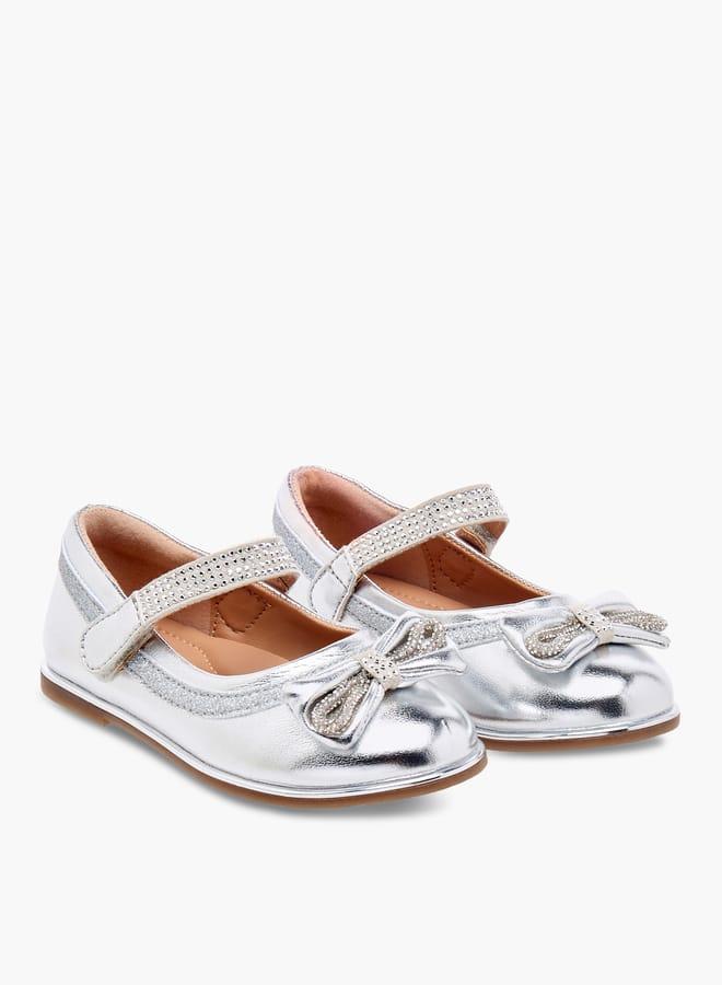 Barefeet Girls Bow Embellished Mary Jane Shoes with Hook and Loop Closure - Image 3