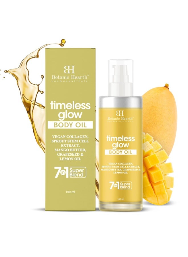Botanic Hearth Timeless Glow Anti-Aging Body Oil with Vegan Collagen & Stem Cell Extract | Firming Massage Oil for Youthful Glowing Skin | For Women & Men | 100ml - Image 1