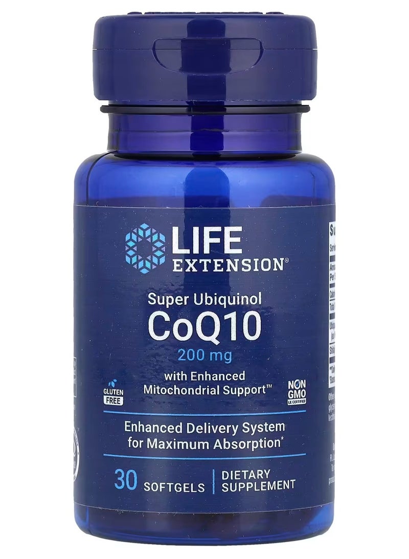 لايف إكستنشن Life Extension، سوبر يوبيكوينول CoQ10 مع دعم معزز للميتوكوندريا، 200 ملغ، 30 كبسولة هلامية - Image 1