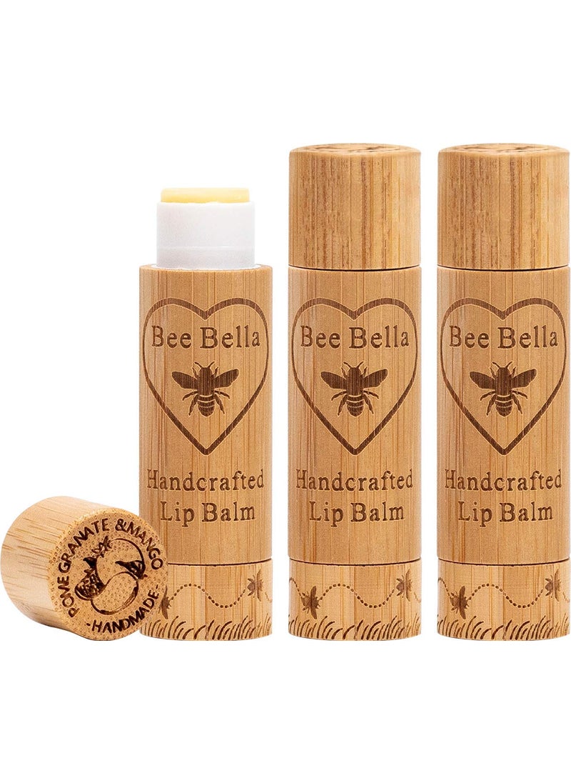 Bee Bella - Bee Bella Lip Balm Pomegranate Mango 3 Pack  Moisturizing Lip Care 100 Natural Original Organic Beeswax with Vitamin E Handmade in USA - Image 1