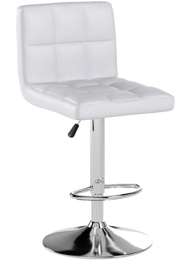Homall Bar Stools Modern PU Leather Adjustable Swivel Barstools, Armless Hydraulic Kitchen Counter Bar Stool Synthetic Leather Extra Height Square Island Barstool With Back Set Of 2(White) - Image 5