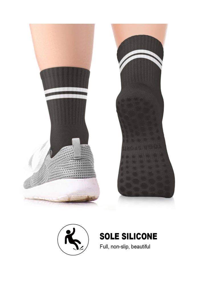 بوفان 6 زوج الجوارب بيلاتيس للنساء، الجوارب الرياضية اليوغا غير زلة لبار باليه الحفاة للتمارين المستشفى - Image 4