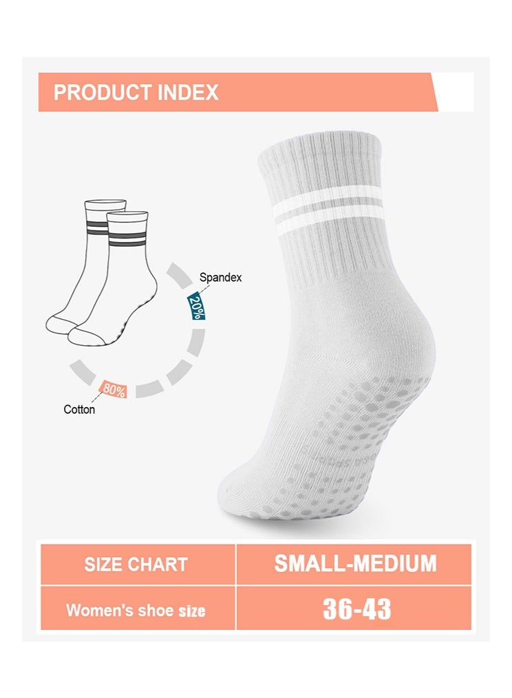 بوفان 6 زوج الجوارب بيلاتيس للنساء، الجوارب الرياضية اليوغا غير زلة لبار باليه الحفاة للتمارين المستشفى - Image 2