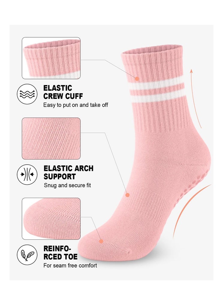 بوفان 6 زوج الجوارب بيلاتيس للنساء، الجوارب الرياضية اليوغا غير زلة لبار باليه الحفاة للتمارين المستشفى - Image 3