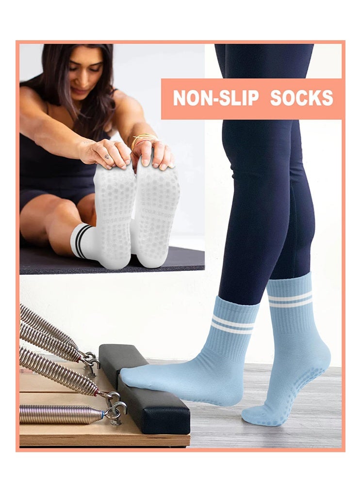 بوفان 6 زوج الجوارب بيلاتيس للنساء، الجوارب الرياضية اليوغا غير زلة لبار باليه الحفاة للتمارين المستشفى - Image 5