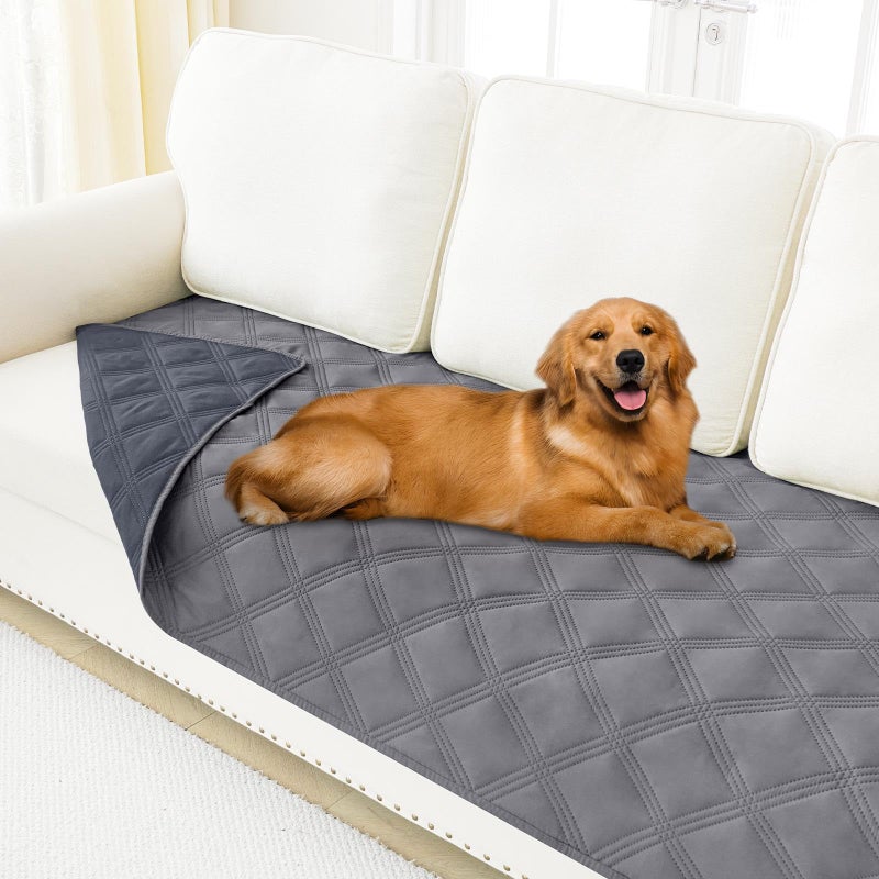 Smiry Waterproof Dog Bed Cover Blanket 30x70, Soft Reversible Pet Blanket, Washable Leakproof Cats Dogs Couch Cover for Sofa, Couch, Furniture, Grey/Dark Grey - Image 1