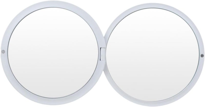 10x Magnification Folding Makeup Mirror for Women Portable Small Handheld Travel Mirror White Compact - Image 1