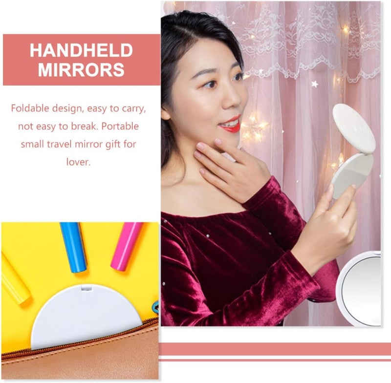 10x Magnification Folding Makeup Mirror for Women Portable Small Handheld Travel Mirror White Compact - Image 3