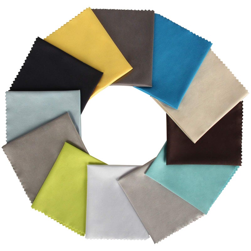Fu Store 12 Pack Assorted Colors Microfiber Cleaning Cloths  6 x 7 Microfiber Glasses Cloth  Great for Cleaning Eyeglasses Cell Phones Screens Lenses Glasses and All Delicate Surface