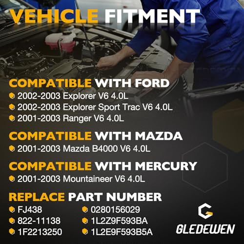 Gledewen 0280156029 Fuel Injectors Set of 6 Compatible with 20012003 Ford Mazda Mercury V6 40L Replace FJ438 82211138 1F2213250 1L2E9F593B5A 1L2Z9F593BA 4 Holes - Image 3