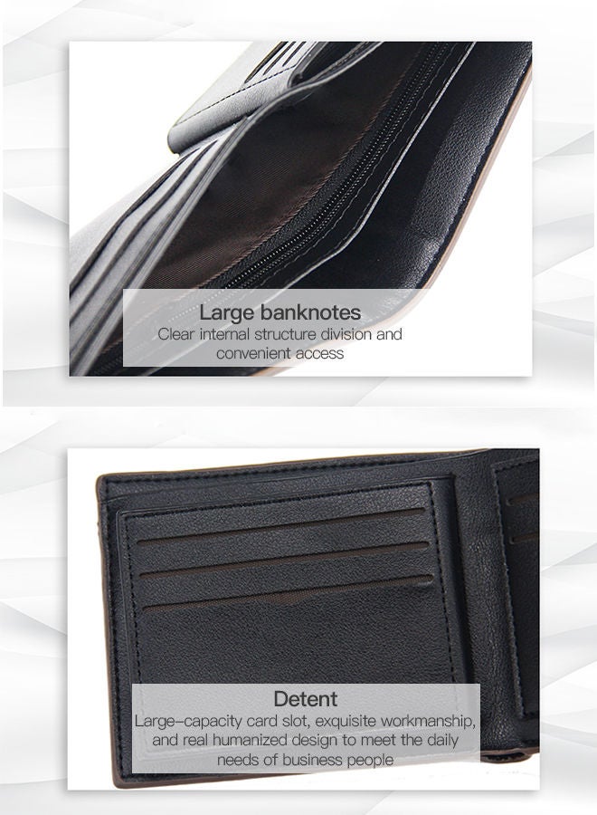 MenBense Classic Men's Leather Bifold Short Wallet Card Holder Certificate Money Bag for Business Commute - Image 4