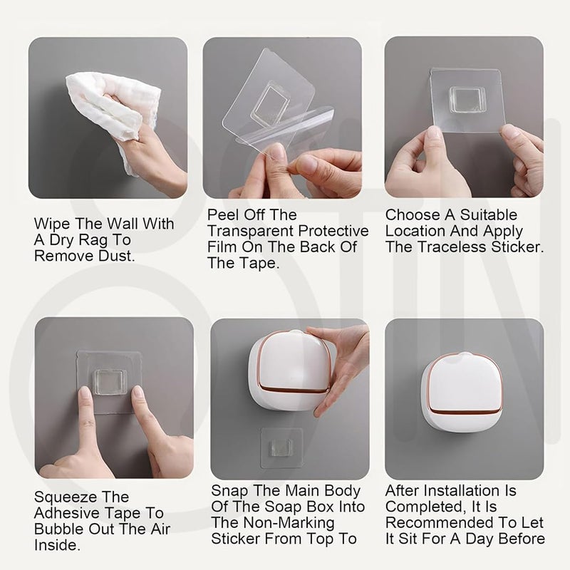 Ostin Soap Container, Soap Dish Holder, Shower Wall Soap Holder, Waterproof Soap Saver Case, Kitchen Soap Dish with Lid, and Toilet Soap Case with Drain (White) - Image 4