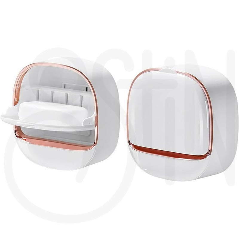 Ostin Soap Container, Soap Dish Holder, Shower Wall Soap Holder, Waterproof Soap Saver Case, Kitchen Soap Dish with Lid, and Toilet Soap Case with Drain (White) - Image 2