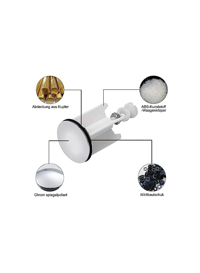 The Bros Sink Stopper,Basin Pop Up Bathroom Drain Stopper Wash Basin Bounce Drain Filter,for Bathroom Sink Drain Stopper,White,1 Pack - Image 4