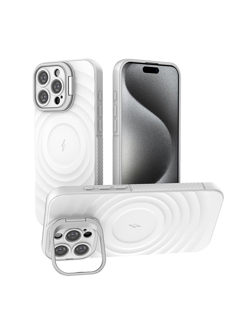 cas:pace Magnetic Phone Case for iPhone 14pro, Non-slip and Anti-drop Protective Case with Metal Lens Holder, Compatible with MagSafe - White + Two Tempered Films - Image 1