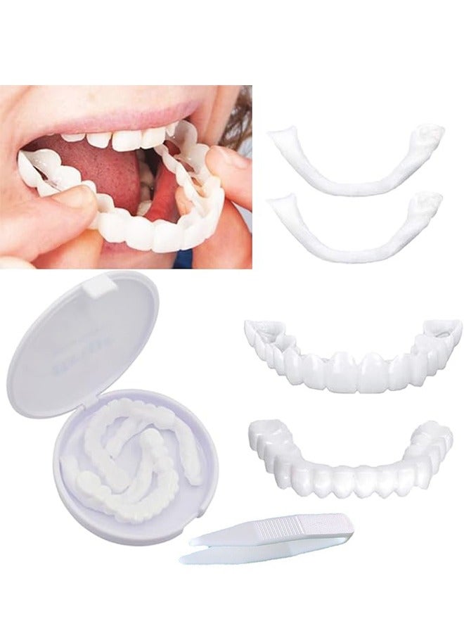 Generic Teeth Veneers Dentures, Temporary False Teeth, Teeth Beauty and Whitening, Perfect Smile, Comfortable Fit, Upper Teeth + Lower Teeth + Separate Box + 2 Pieces of Gum + Tweezers, Denture Kit  - Image 1