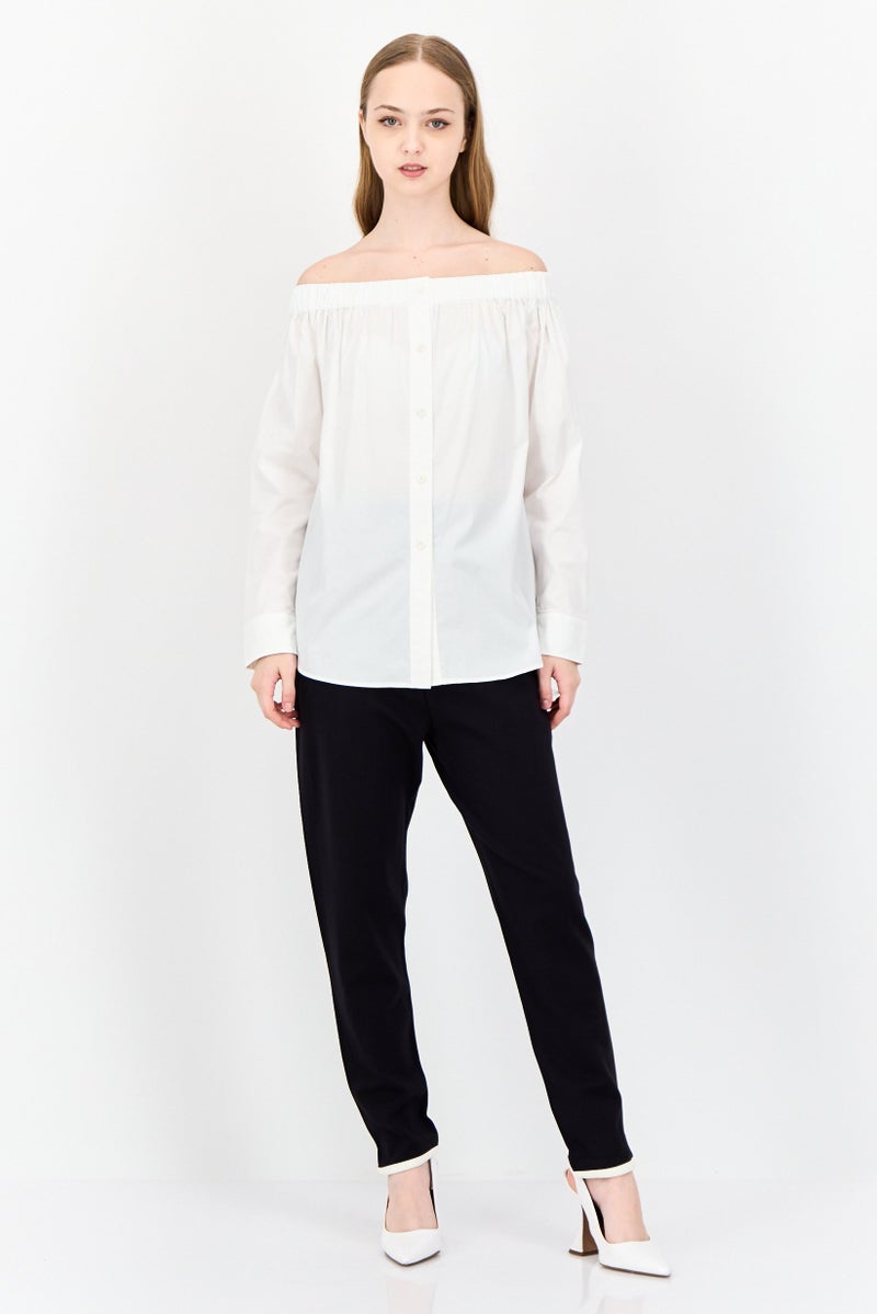 ESPRIT قميص نسائي بأكمام طويلة بدون أكتاف، أبيض - Image 2