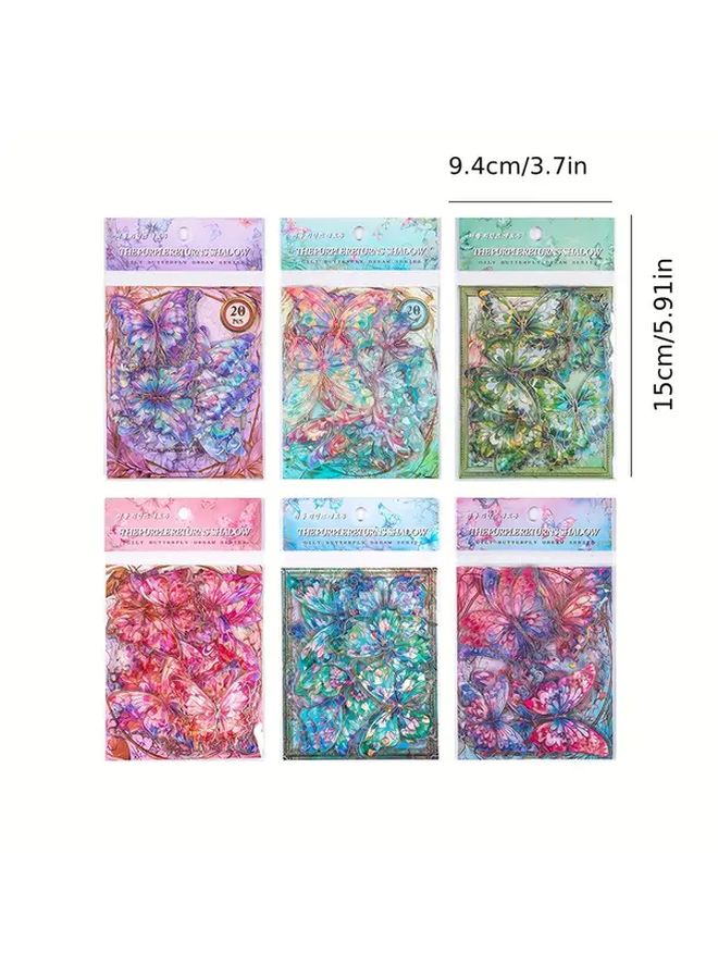 20pcs Green Ink 3D Butterfly Stickers Glitter Holographic Resin Clear for Crafts Scrapbooking - Image 3