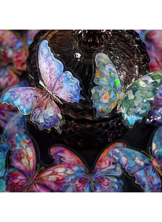 20pcs Green Ink 3D Butterfly Stickers Glitter Holographic Resin Clear for Crafts Scrapbooking - Image 5