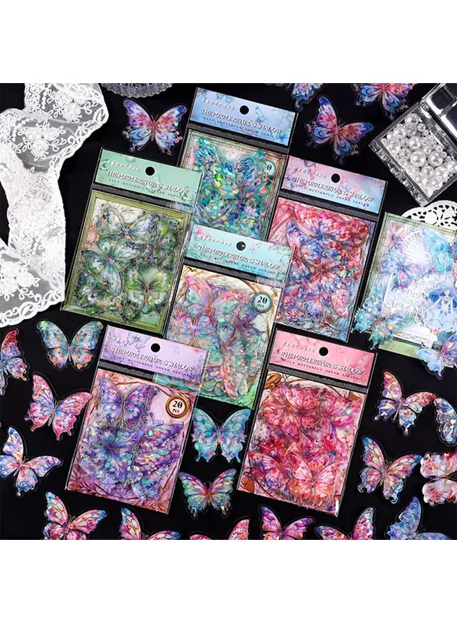 20pcs Green Ink 3D Butterfly Stickers Glitter Holographic Resin Clear for Crafts Scrapbooking - Image 2