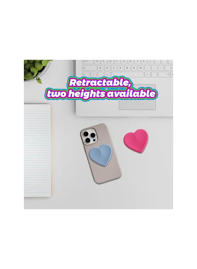 Green Tiger 4 Pack Heart-Shaped Phone Grip with Stand, Clear Socket for Secure Hold, Compatible with Smartphones and Tablets, Includes Purple, Sky Blue, Rose Pink, Grass Green - Image 4