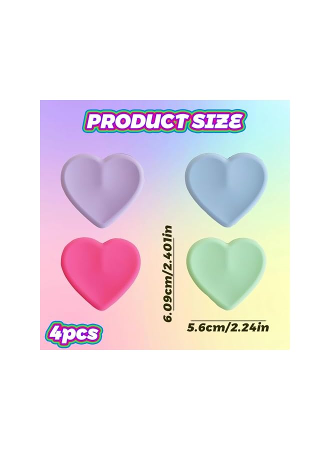 Green Tiger 4 Pack Heart-Shaped Phone Grip with Stand, Clear Socket for Secure Hold, Compatible with Smartphones and Tablets, Includes Purple, Sky Blue, Rose Pink, Grass Green - Image 2