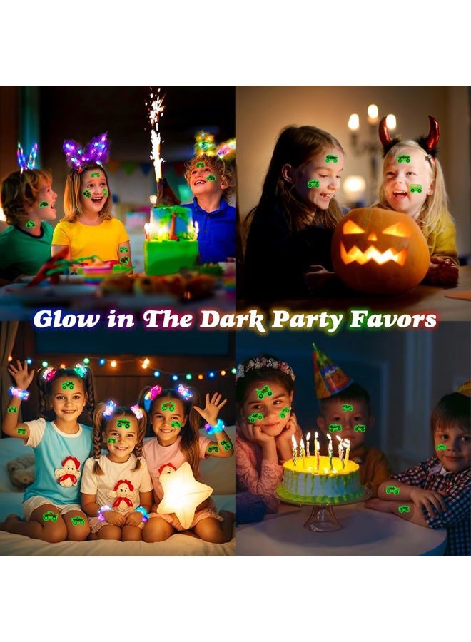 91TATTOOS 96 PCS Monster Truck Race Car Pre-Cut Luminous Glow in the dark Temporary Tattoos for Kids | Super Cute Themed Birthday Party Favors Supplies Decorations, Fake Tattoos Rewards & Gifts for Boys Girls - Image 4