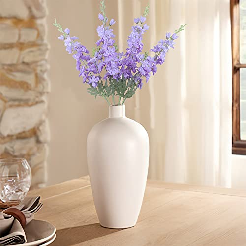 FERIAL Purple Artificial Delphinium Flowers Silk Larkspur Flowers Faux Snapdragon Long Stem Fake Plant Spray Arrangement for Home Office Garden Wedding Table Vase Decor (Purple) - Image 4