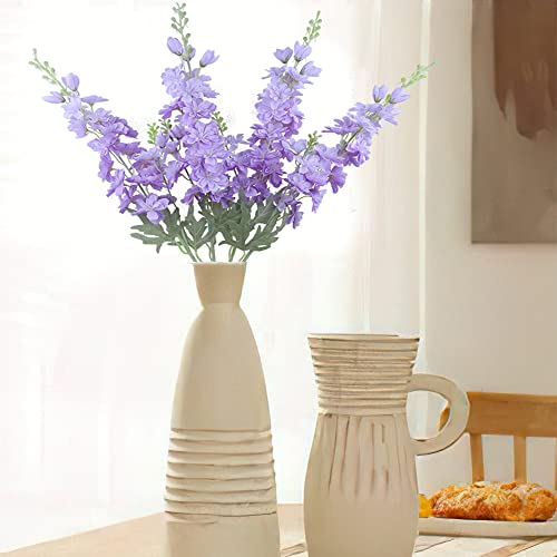 FERIAL Purple Artificial Delphinium Flowers Silk Larkspur Flowers Faux Snapdragon Long Stem Fake Plant Spray Arrangement for Home Office Garden Wedding Table Vase Decor (Purple) - Image 5
