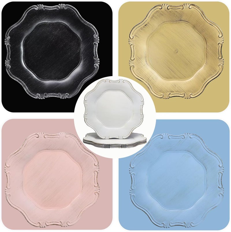 Leemxiiny Blue Charger Plates Set of 6 Decorative Table Plastic Chargers for Dinner Plates Party Wedding Thanksgiving Christmas 22BL - Image 4