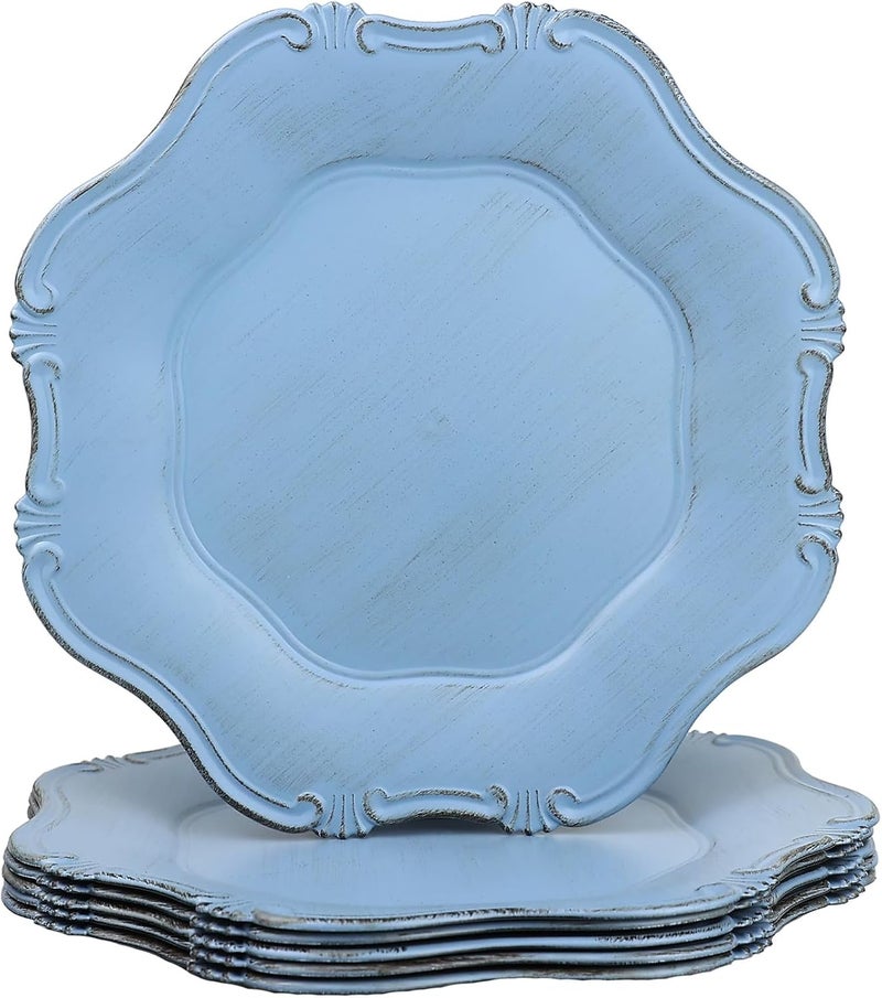 Leemxiiny Blue Charger Plates Set of 6 Decorative Table Plastic Chargers for Dinner Plates Party Wedding Thanksgiving Christmas 22BL - Image 1