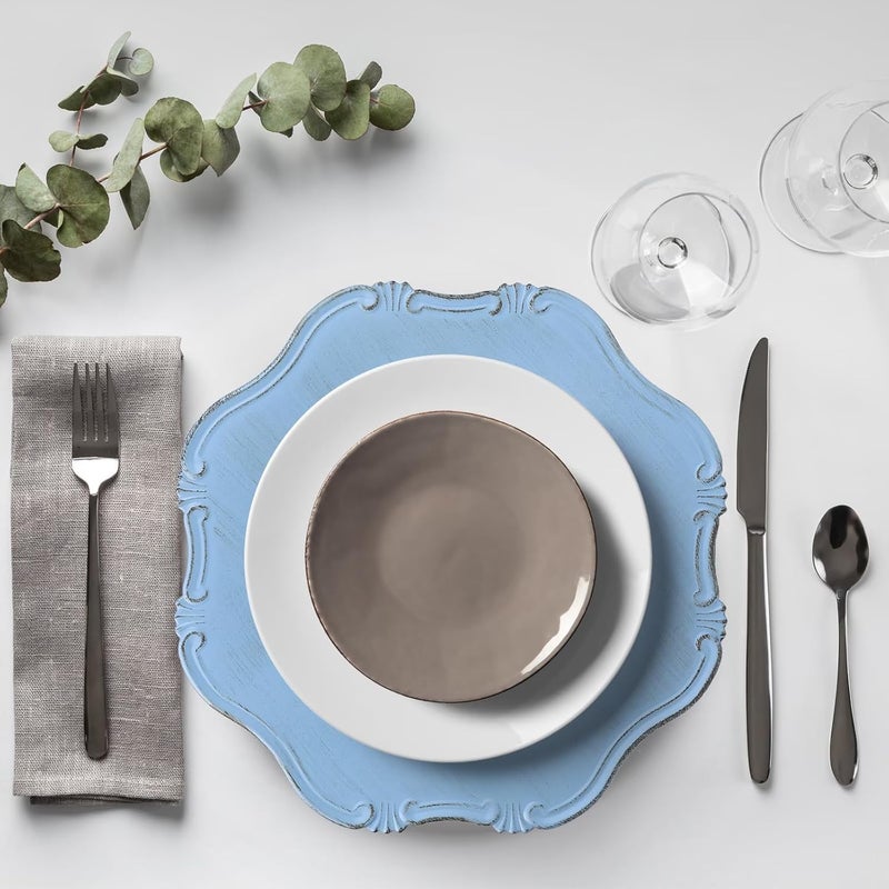 Leemxiiny Blue Charger Plates Set of 6 Decorative Table Plastic Chargers for Dinner Plates Party Wedding Thanksgiving Christmas 22BL - Image 3