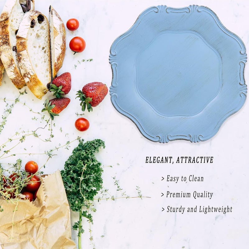 Leemxiiny Blue Charger Plates Set of 6 Decorative Table Plastic Chargers for Dinner Plates Party Wedding Thanksgiving Christmas 22BL - Image 5