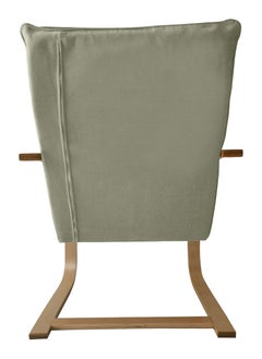 Moon Home and more.. Modern Bentwood Relaxing Chair Chenille Fabric Upholstered Relax Rocker Lounge Chair Beige  - Image 5