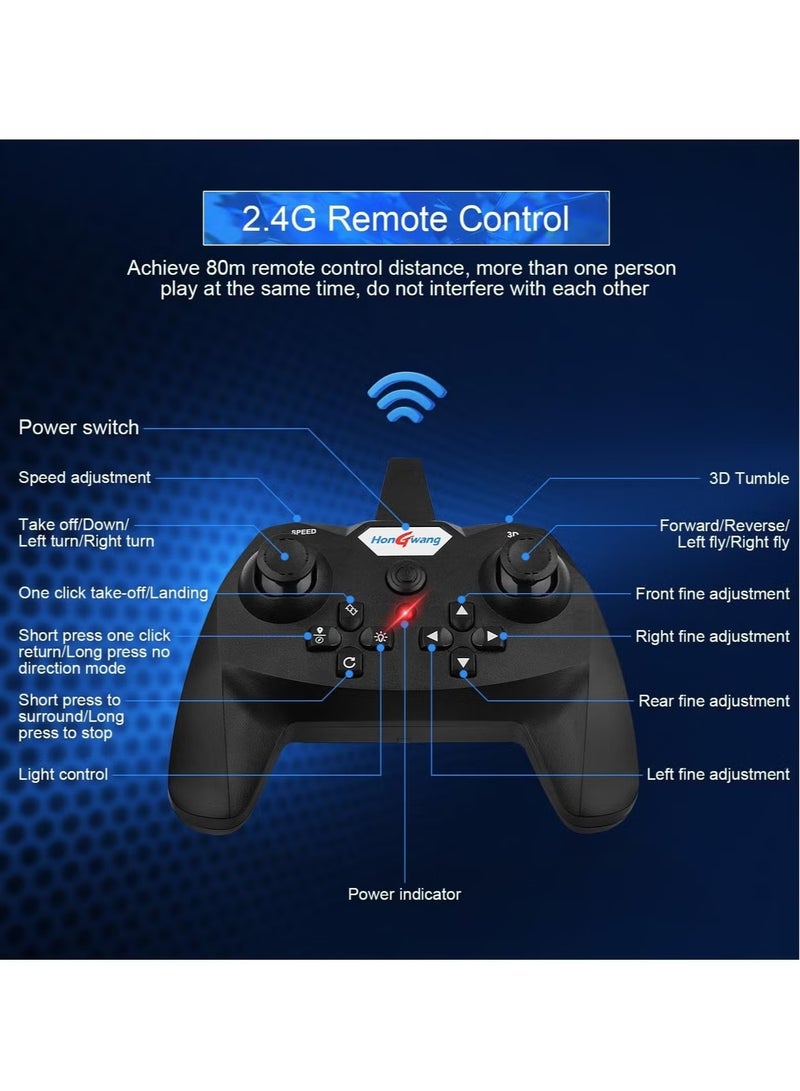 RC Aeroplane 2.4GHz Remote Controlled Floating Fighter Plane Quadcopter, RTF Toy for Beginners, Kids & Adults, with Colored Lights, USB Charging, One-Button 3D Roll, and 360° Surround Stunts - Image 5