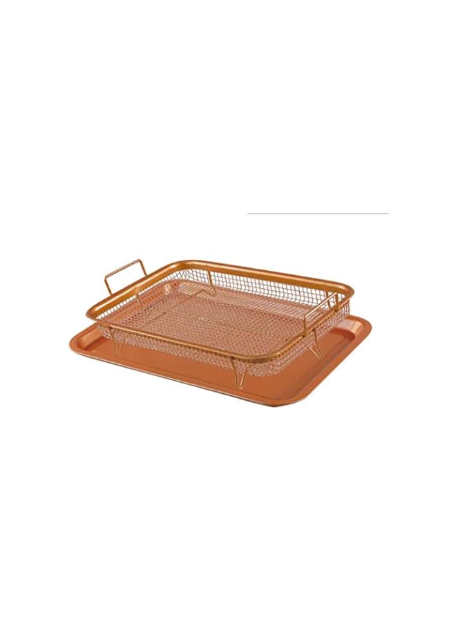 S-TOP Copper Crisper Tray with Elevated Mesh Crisping Grill Basket - 2 Piece - Image 2