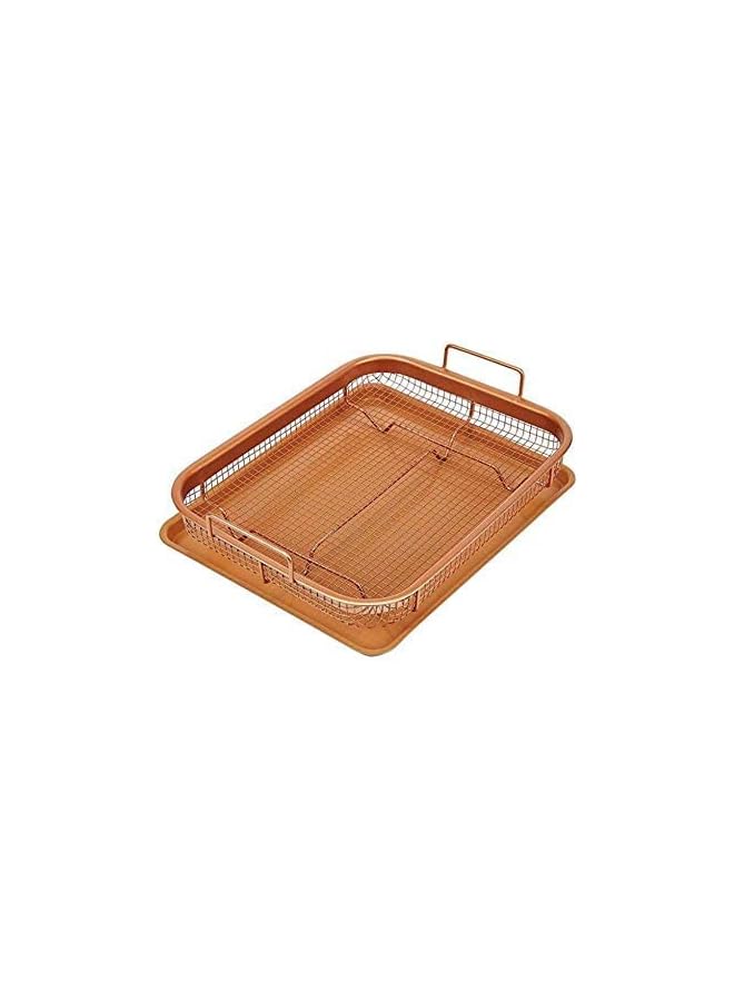 S-TOP Copper Crisper Tray with Elevated Mesh Crisping Grill Basket - 2 Piece - Image 3