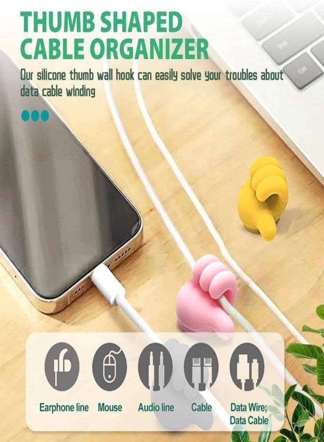 FIKKANI Self-Adhesive Silicone Thumb Wall Hooks for Hanging - Multi-Function Cable Clips, Key & Wire Organizers, No Punching Needed, Multi-Color Holder for Home, Office, Bedroom & Car (5) - Image 5
