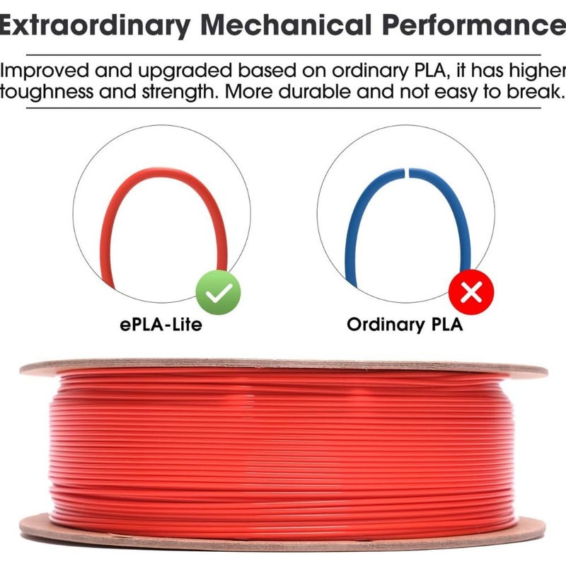 3idea e-Sun ePLA Lite 3D Printing Filament Red,1.75mm, Net Weight-1kg - Image 2