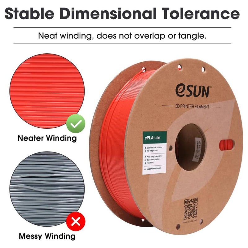 3idea e-Sun ePLA Lite 3D Printing Filament Red,1.75mm, Net Weight-1kg - Image 3