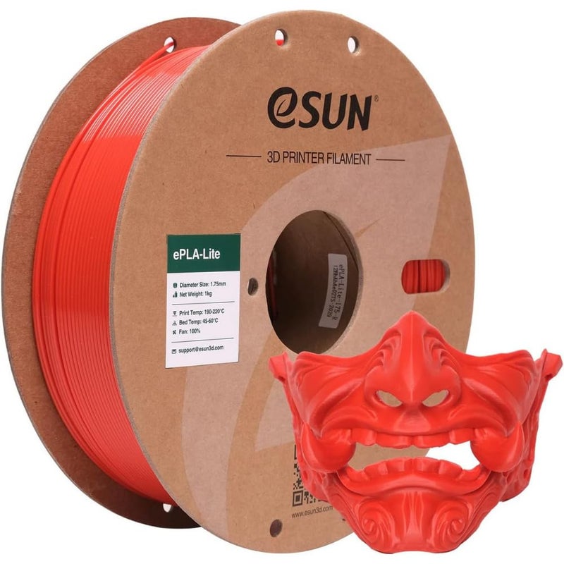 3idea e-Sun ePLA Lite 3D Printing Filament Red,1.75mm, Net Weight-1kg - Image 1
