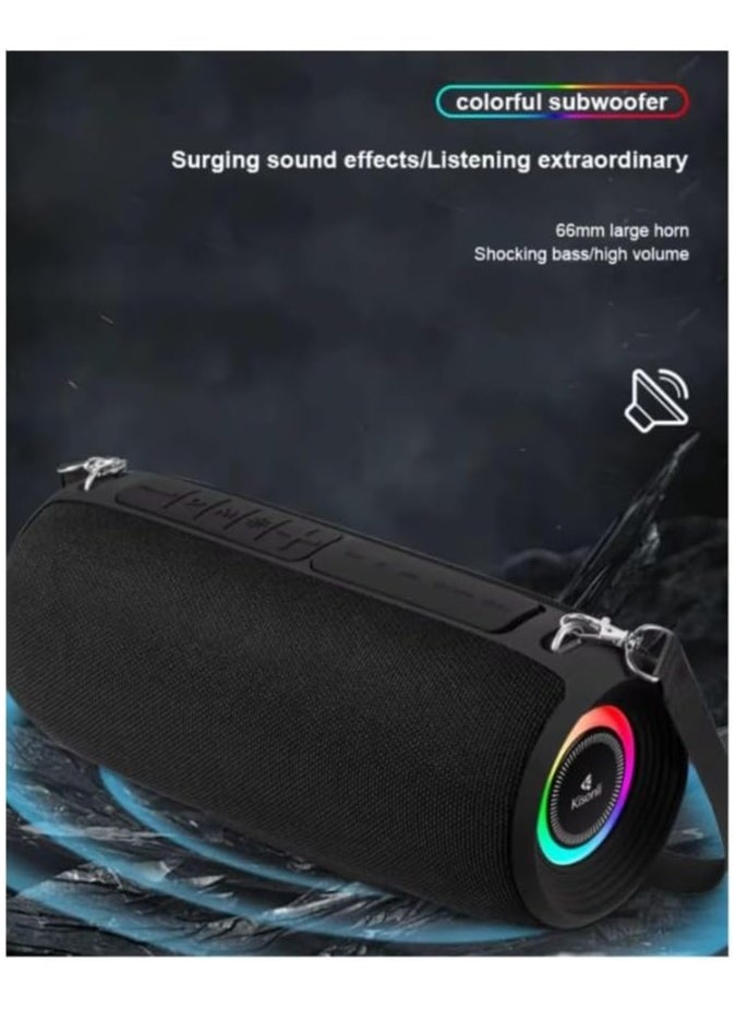 Kisonli - Premium Q28 Stereo Super Bass RGB 10W Portable Speaker, 1800mAh (3-8 Hr), Built-In Calling MIC, AUX-USB/TF/FM - Image 1