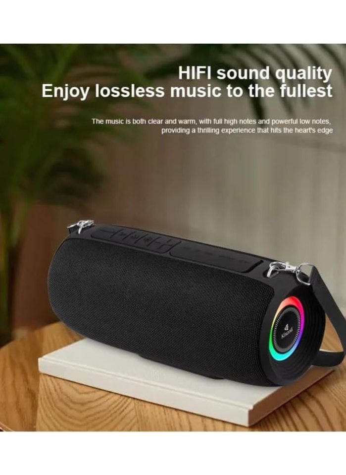 Kisonli - Premium Q28 Stereo Super Bass RGB 10W Portable Speaker, 1800mAh (3-8 Hr), Built-In Calling MIC, AUX-USB/TF/FM - Image 1