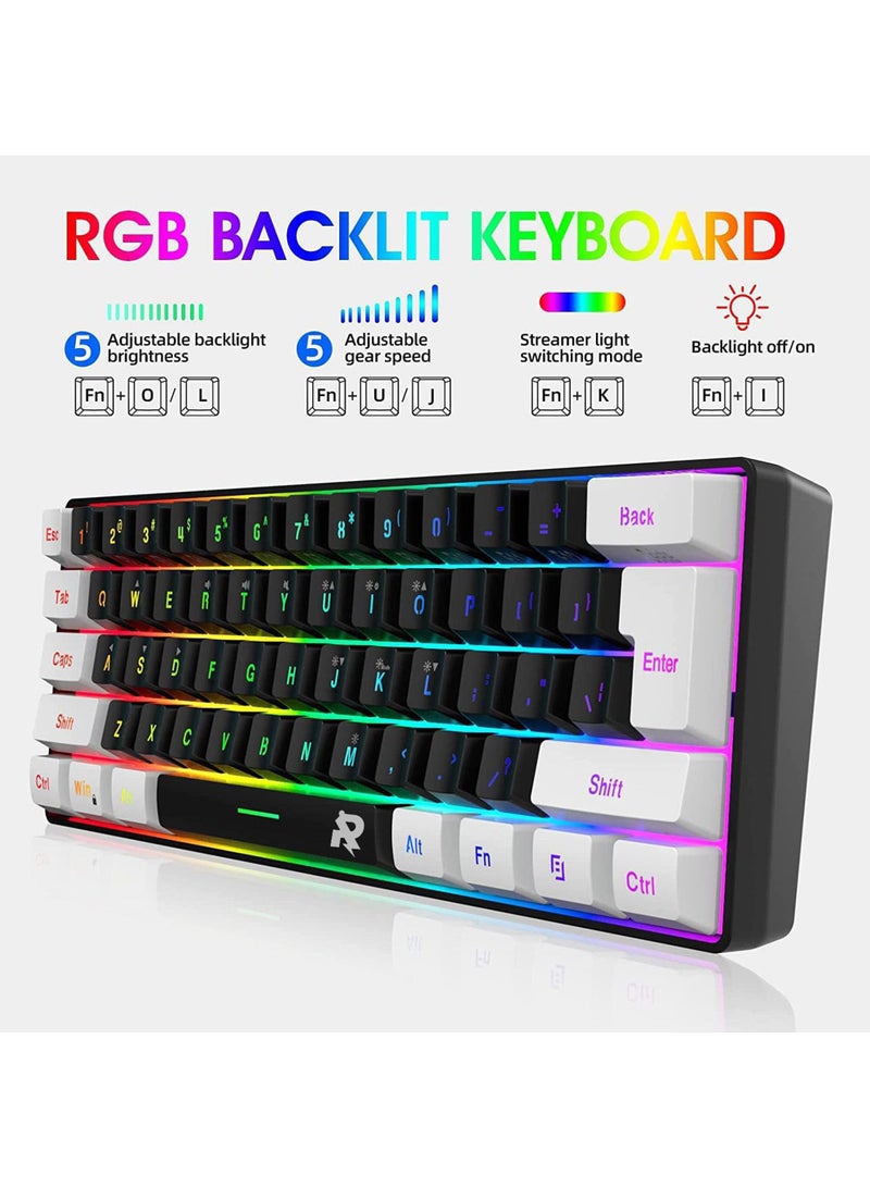 Wired Gaming Keyboard and Mouse Combo Include Mini 60% Merchanical Feel Keyboard Ergonomic Design - Image 2