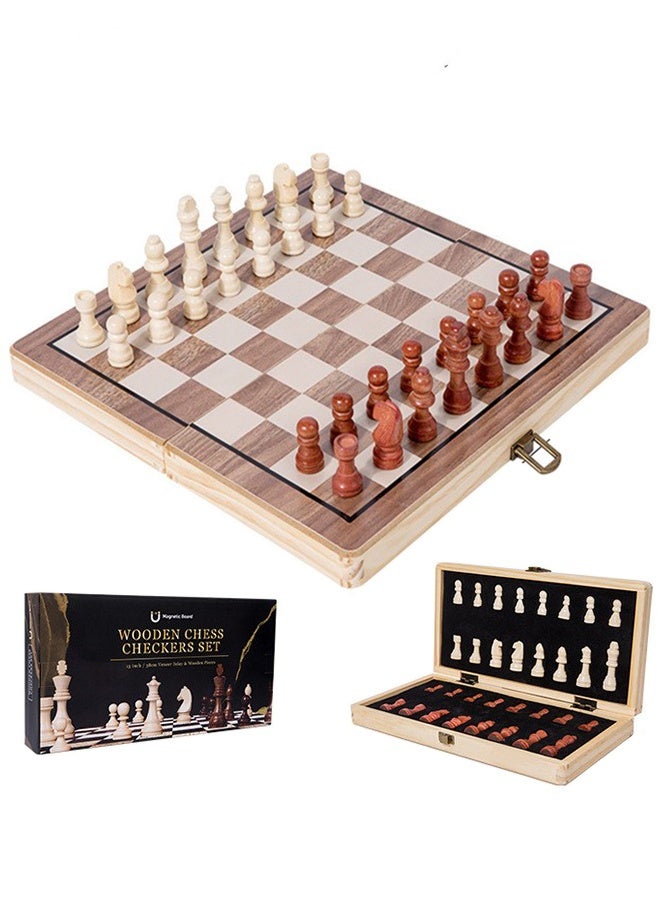 كيلا طقم شطرنج خشبي مغناطيسي، طقم رقعة شطرنج قابلة للطي مع تخزين داخلي، لعبة رقعة شطرنج للسفر مناسبة للأطفال والكبار - Image 1