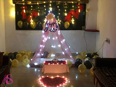 SOHAM SHREE ᵀᴹ Party |Romantic Dinner | Birthday | Anniversary | Valentia Special Cabana Theme Tent Decoration Item Full Combo | Baloons - Lightings - T Lights - Banner - Tent - Image 4