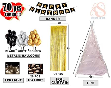 SOHAM SHREE ᵀᴹ Party |Romantic Dinner | Birthday | Anniversary | Valentia Special Cabana Theme Tent Decoration Item Full Combo | Baloons - Lightings - T Lights - Banner - Tent - Image 5